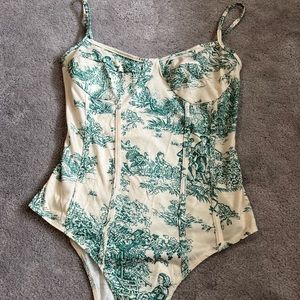 Green corset style bodysuit